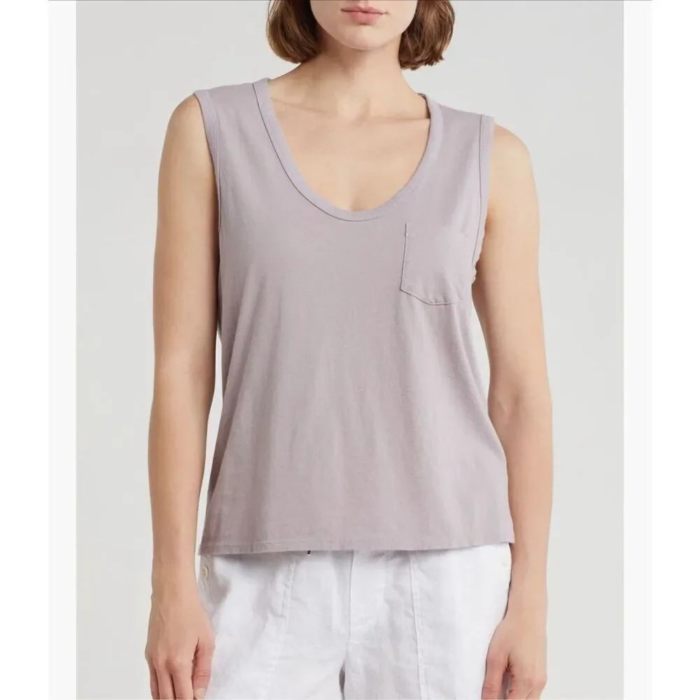 James Perse 100% cotton v-neck tank in iris color size 3/L NWT